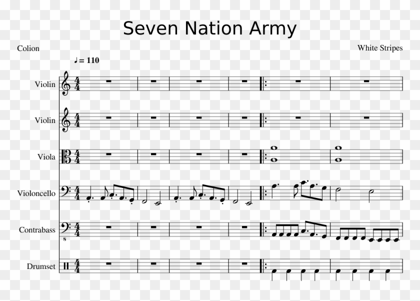 Seven Nation Army Sheet Music Composed By White Stripes - Auld Lang Syne Violin Sheet Music Clipart #2046690