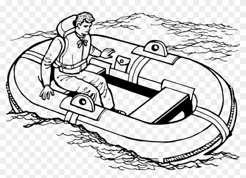 Raft Clipart Transparent - Lifeboat Black And White - Png Download #2047679