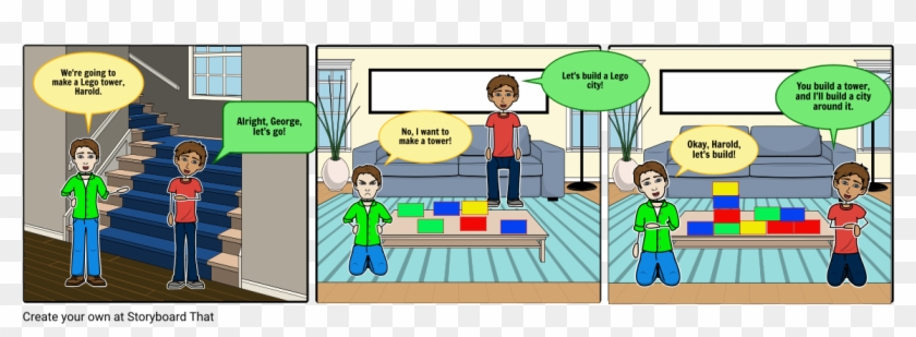 George And Harold Have Fun With Legos - Cartoon Clipart #2053337