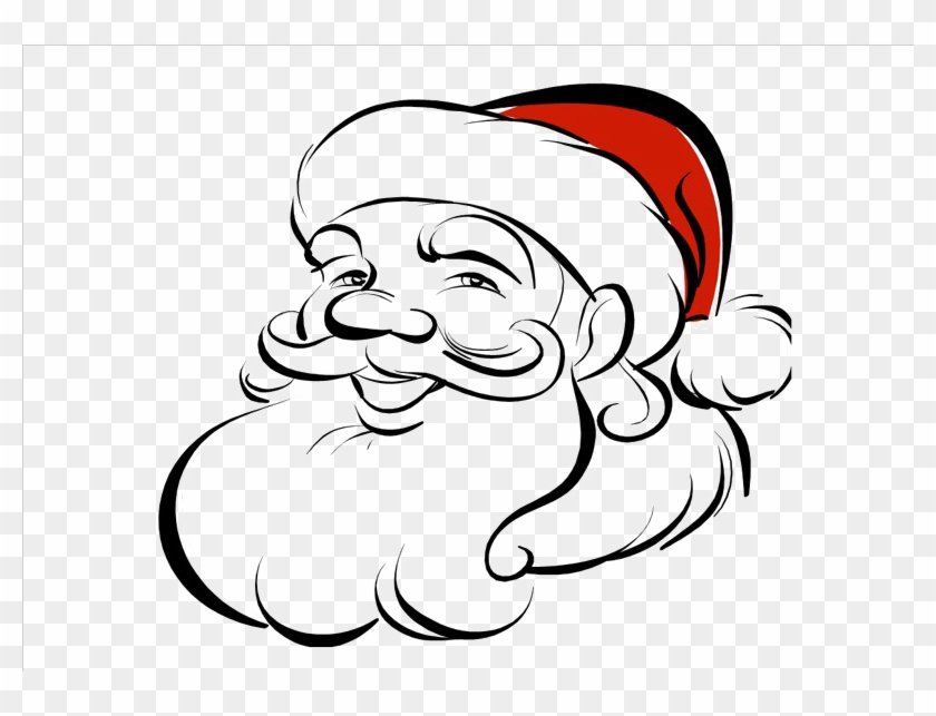 Christmas Santa Face Transparent Image - Christmas Santa In Sketch Clipart #2053474