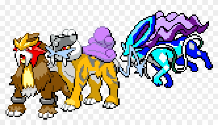 Entei,raikou,suicune - Entei Pixel Art Clipart