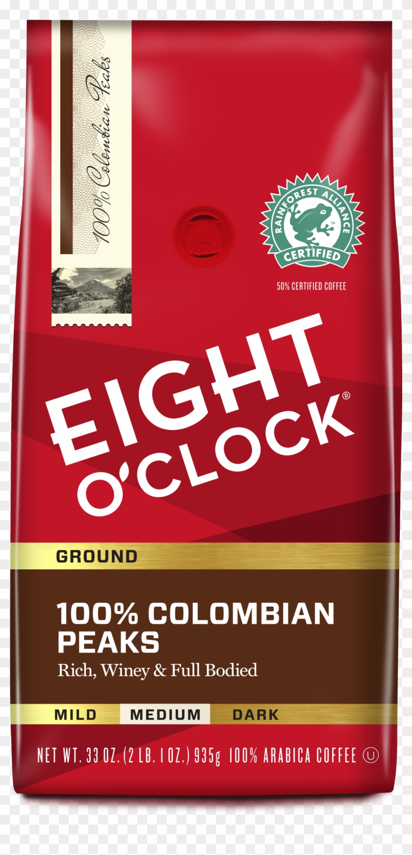 Eight O'clock 100% Colombian Peaks Ground Coffee 33 - Packaging And Labeling Clipart