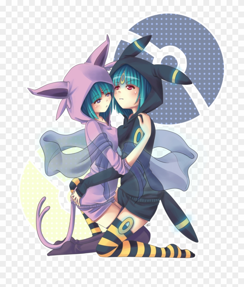 Night An Day By Angelnablackrobe - Eevee Evolutions Human Anime Clipart