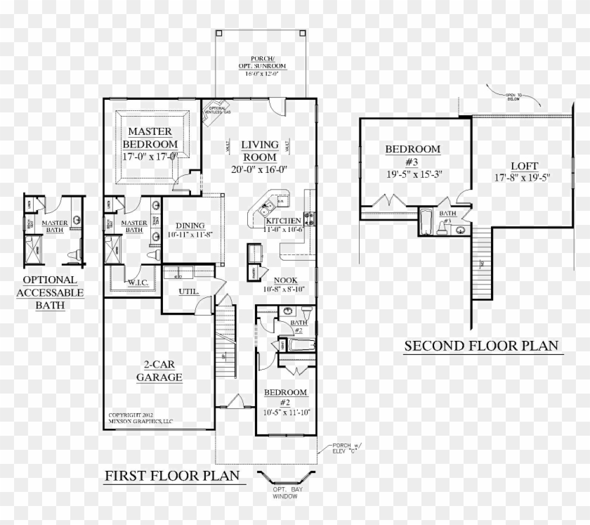 Png 3 Bedroom House Plan With Houseplans Biz 2545 A - 1 1 2 Story Home Floor Plans Clipart #2058271