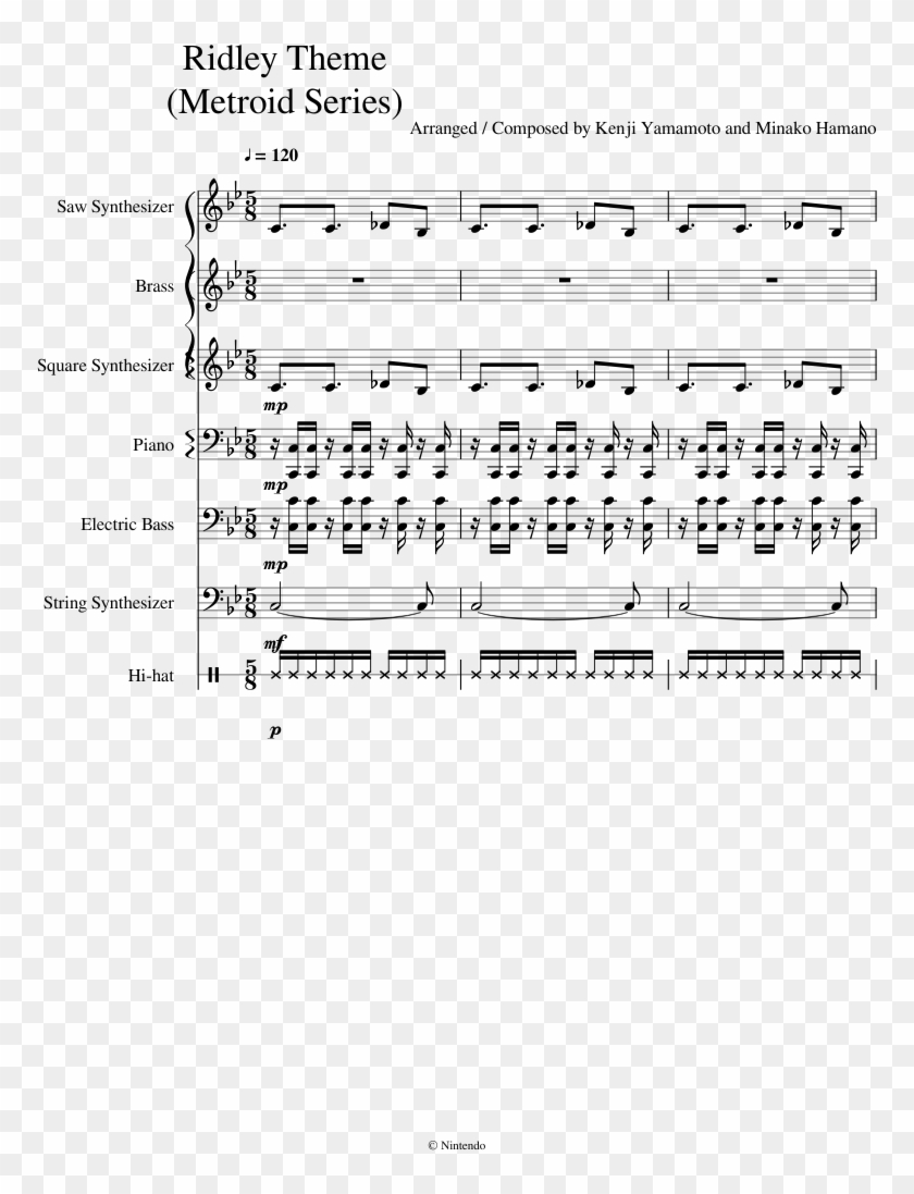 Ridley Theme - Sheet Music Clipart #2059867