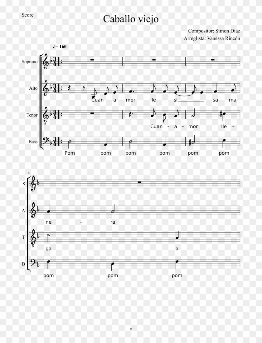 Caballo Viejo Sheet Music Composed By Compositor - Sheet Music Clipart #2060963
