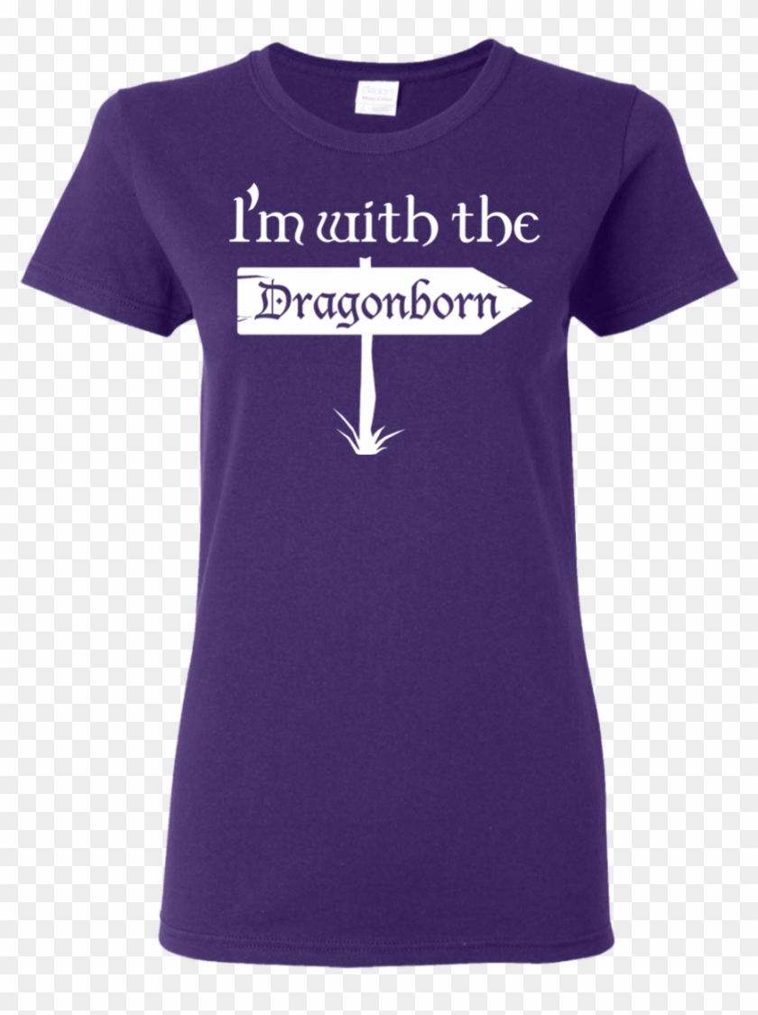 Im With The Dragonborn White Print Ladies' T-shirt - Fortnite Shirt Png Clipart #2061002