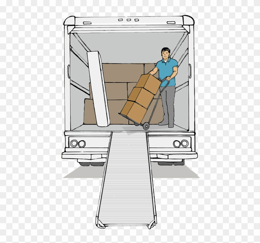 Moving Truck With Mover Inside - Cartoon Clipart #2061866
