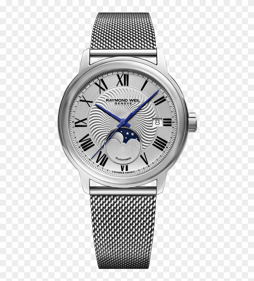 Raymond Weil Maestro Moon Phase Automatic Blue Leather - Raymond Weil Maestro Blue Clipart #2067479