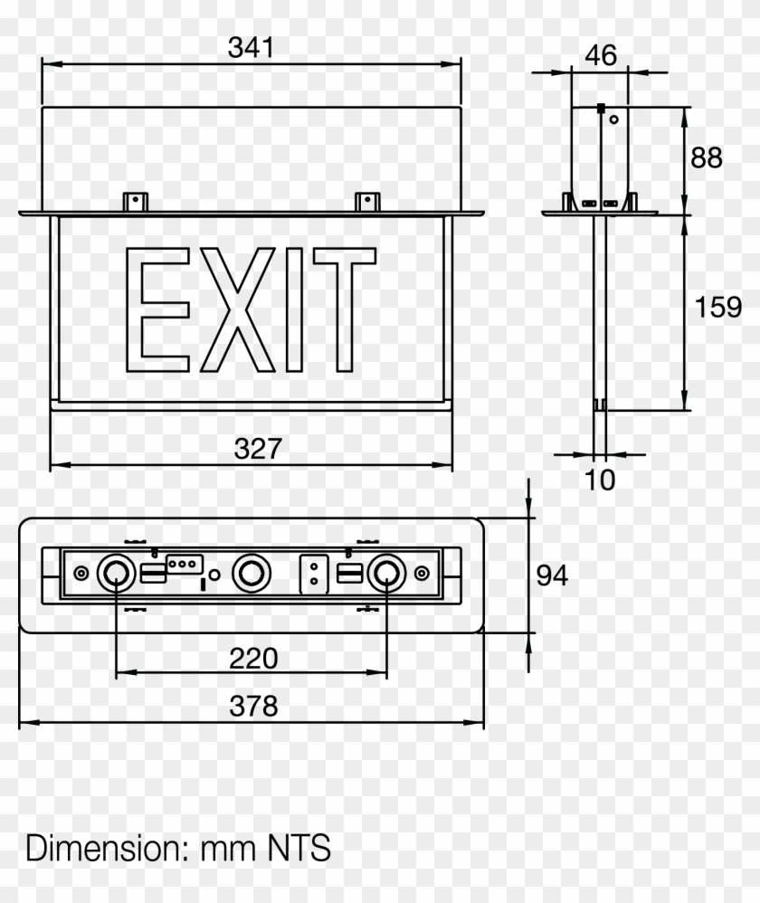 Smt Led Recess Mount Emergency Exit Light - Recessed Exit Sign Dimension Clipart #2067936