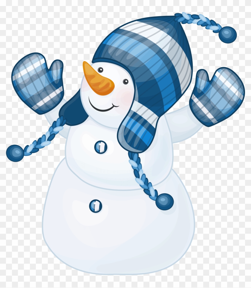 Frosty - Snowman With Snowflakes Clipart - Png Download