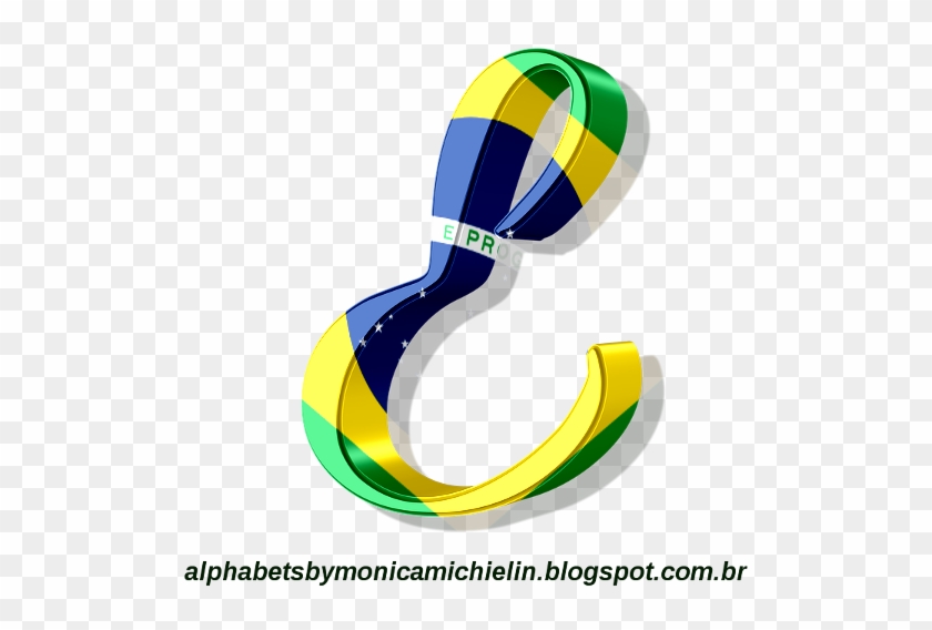 Bandeira Do Brasil Estilizada Nas Letras Do Alfabeto - Graphic Design Clipart