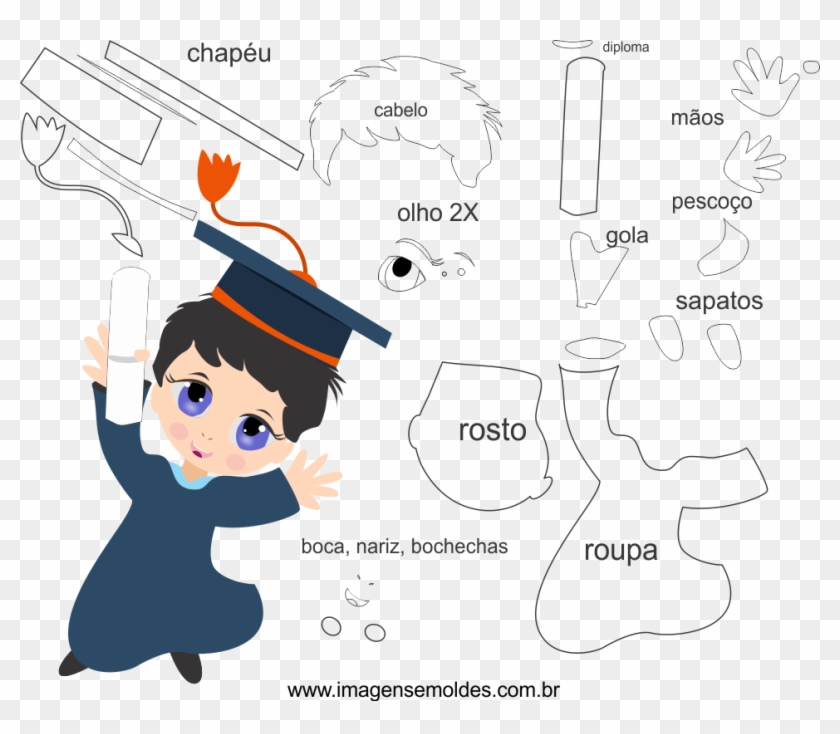 Molde De Formatura 8 Para Feltro, Eva E Artesanato - Molde De Porta Diplomas Em Eva Clipart