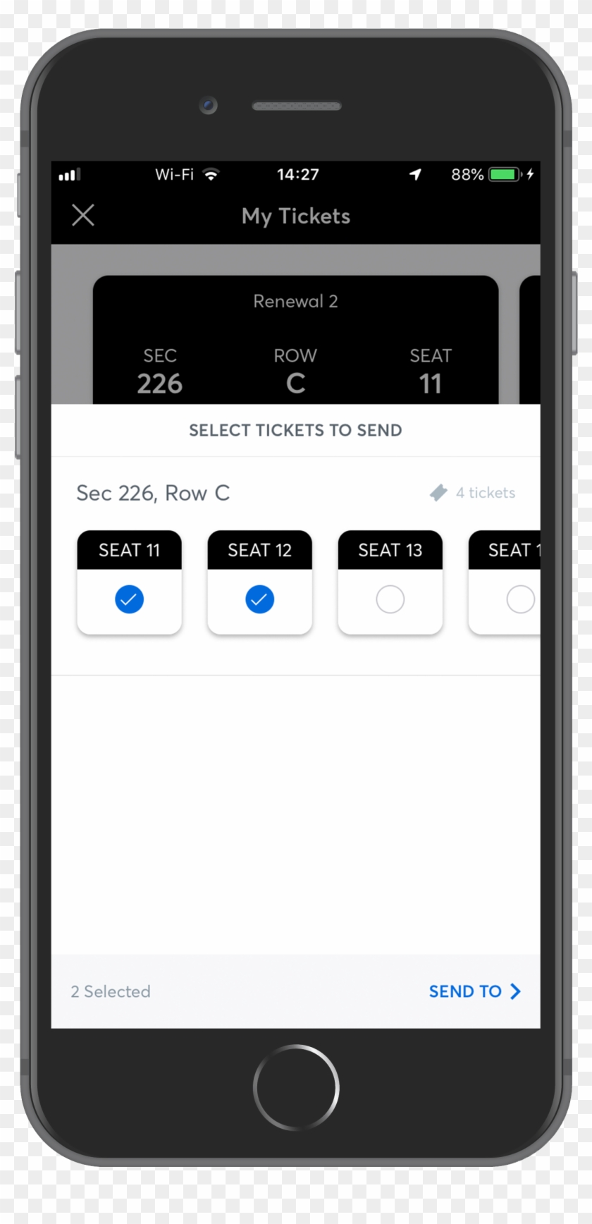 Select 'my Tickets', Then Choose Your Event And Hit - Smartphone Clipart #2074761
