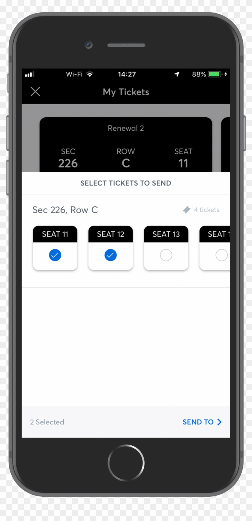 Select 'my Tickets', Then Choose Your Event And Hit - Smartphone Clipart