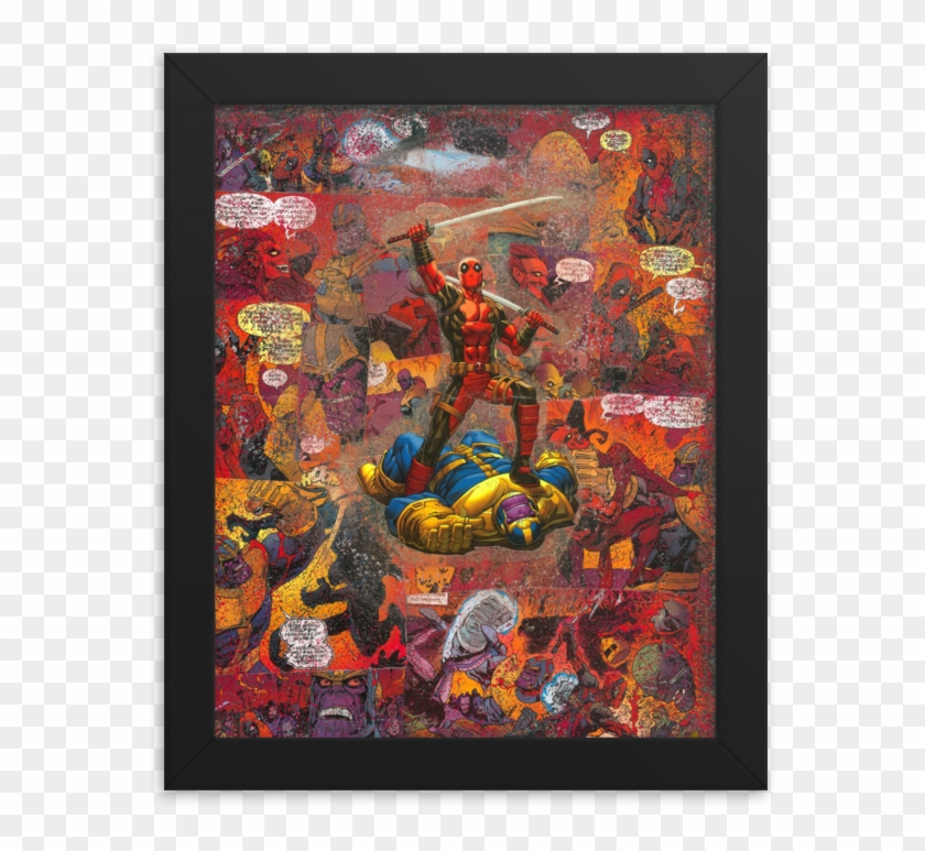 Deadpool Versus Thanos Comic Canvas Framed Reproduction - Modern Art Clipart #2078729