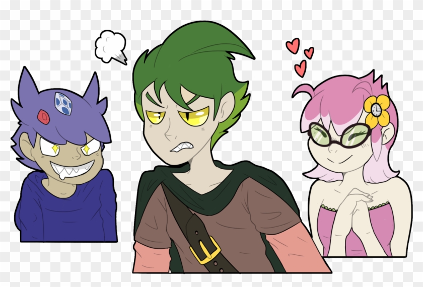 Grovyle, Celebi And A Sableye - Cartoon Clipart