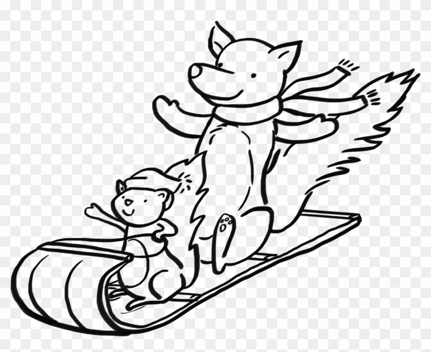 Animals On Sled Clipart