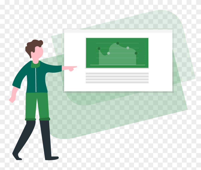 Man Pointing At A Data Chart - Illustration Clipart #2081858