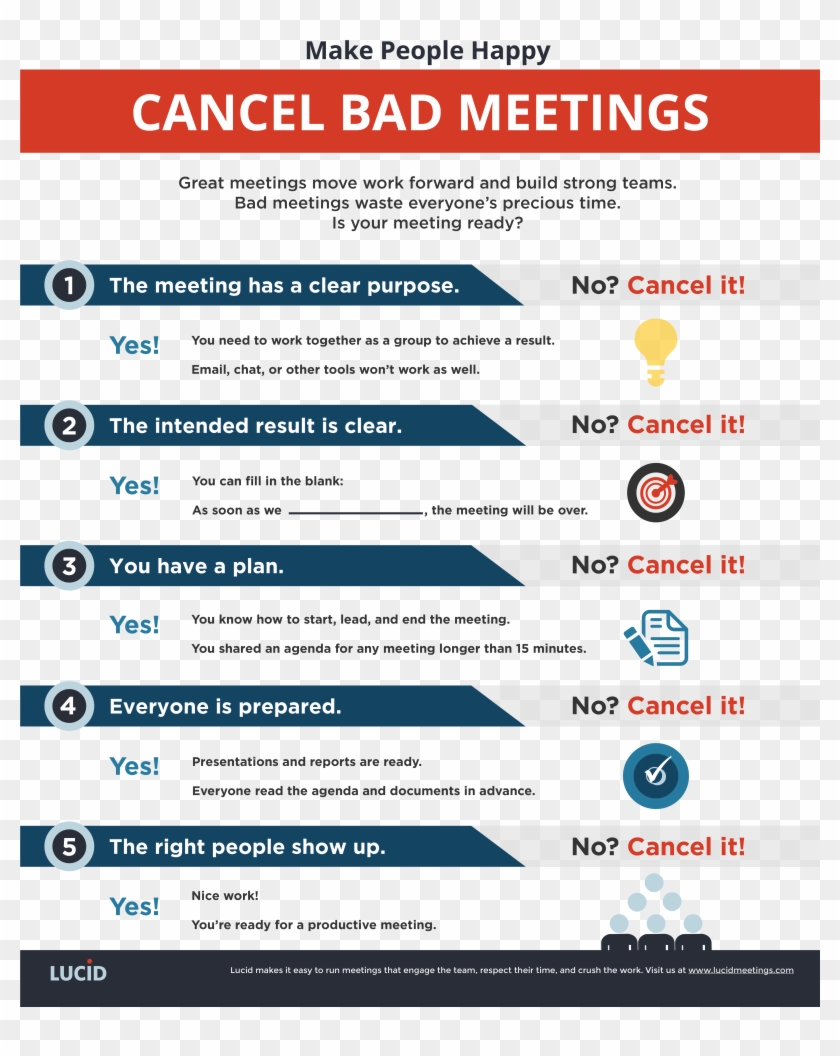 Cancel Bad Meetings Lucidmeetings - Account Manager Weekly Schedule Clipart #2081950