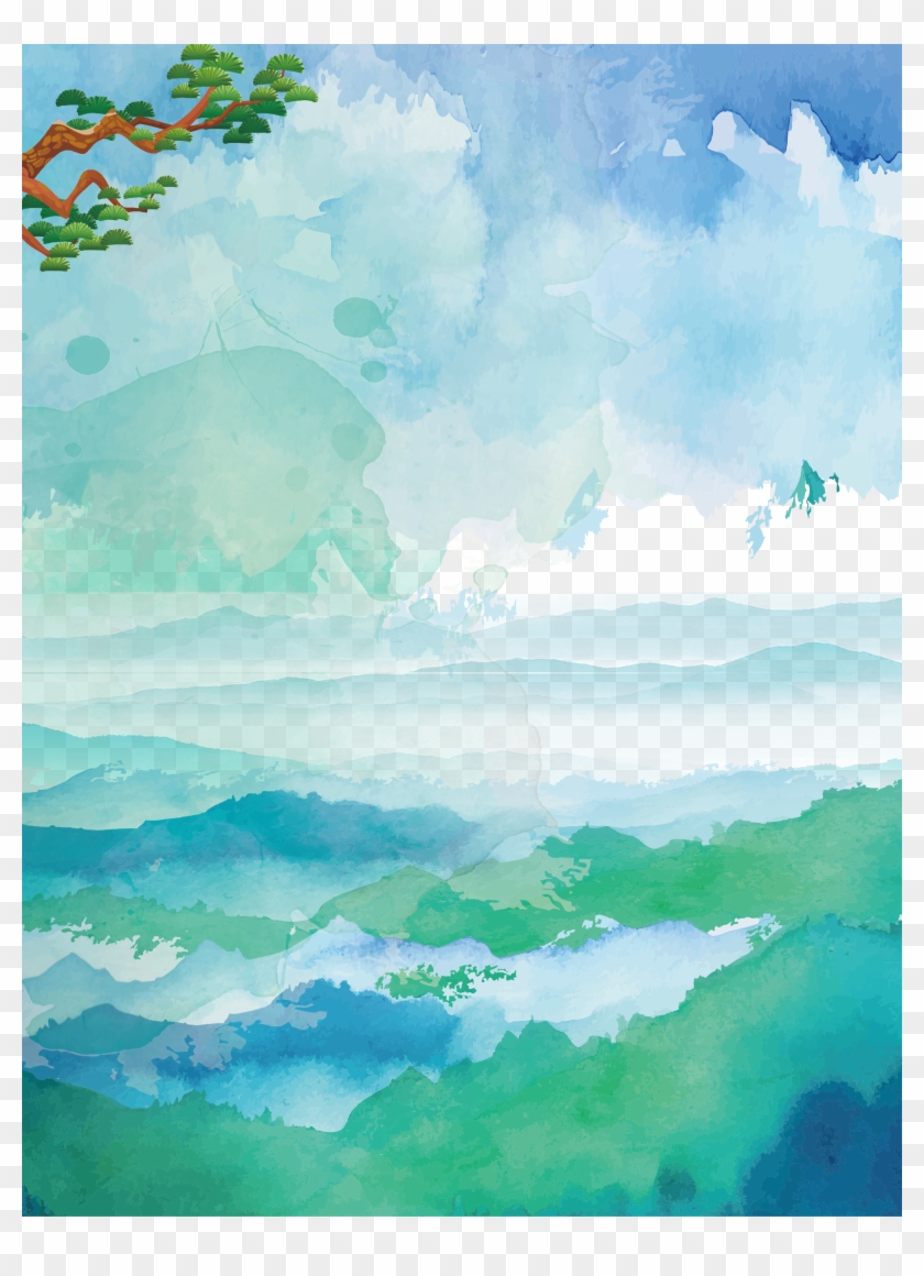 Clip Art Black And White Watercolor Painting U C F - Nature Background Watercolor Painting - Png Download