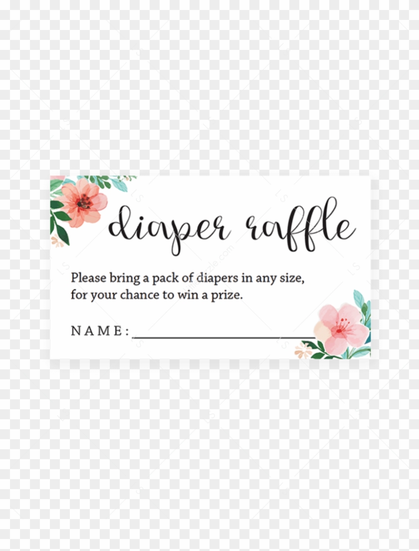 Floral Baby Shower Diaper Raffle Ticket By Littlesizzle - Hibiscus Clipart #2089652