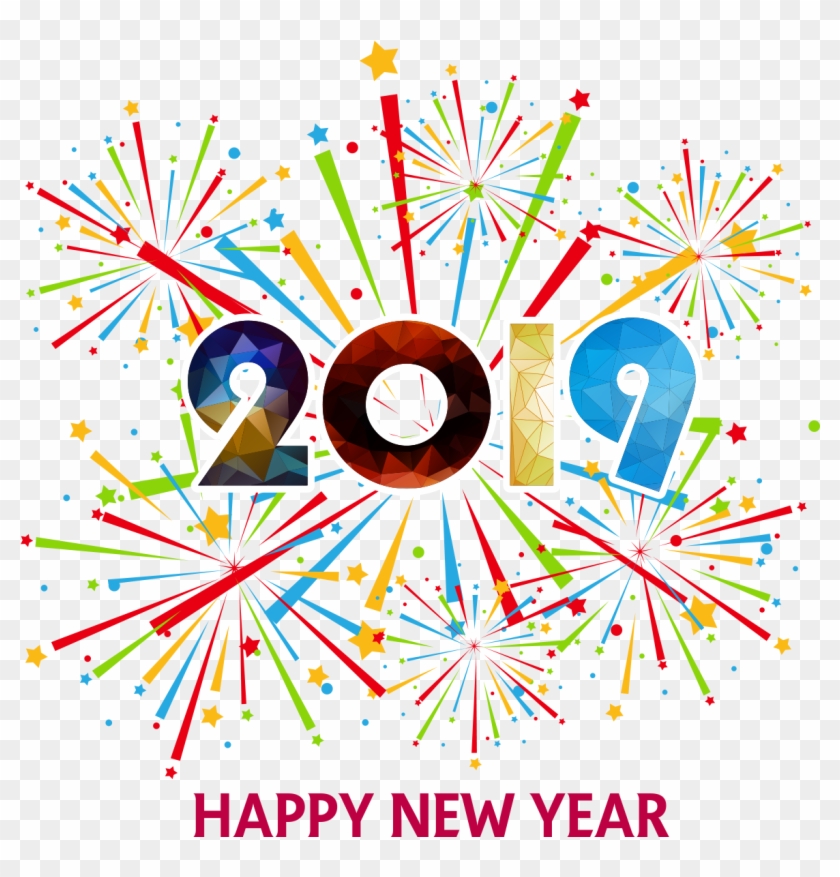 Happy New Year 2019 Png - New Year 2019 Fireworks Clip Art Transparent Png #2092319