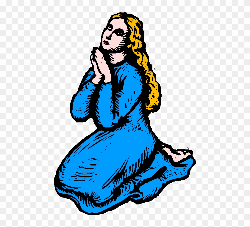Mary Mother Of Jesus Clipart - Cartoon Lady On Her Knees - Png Download