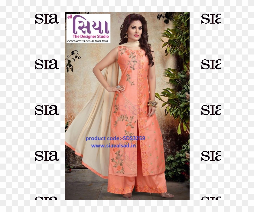 Graceful Orange Designer Plazzo Dress Clipart