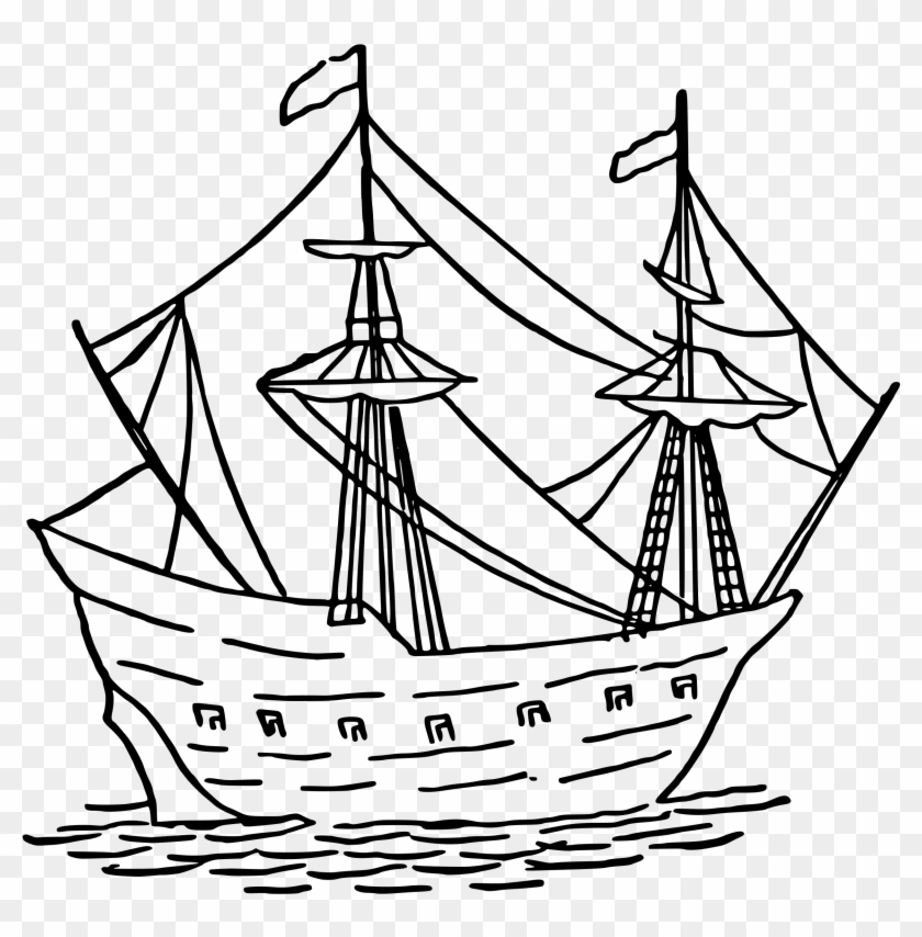 Small Pencil And In Color - Caravel Drawing Clipart #2097184