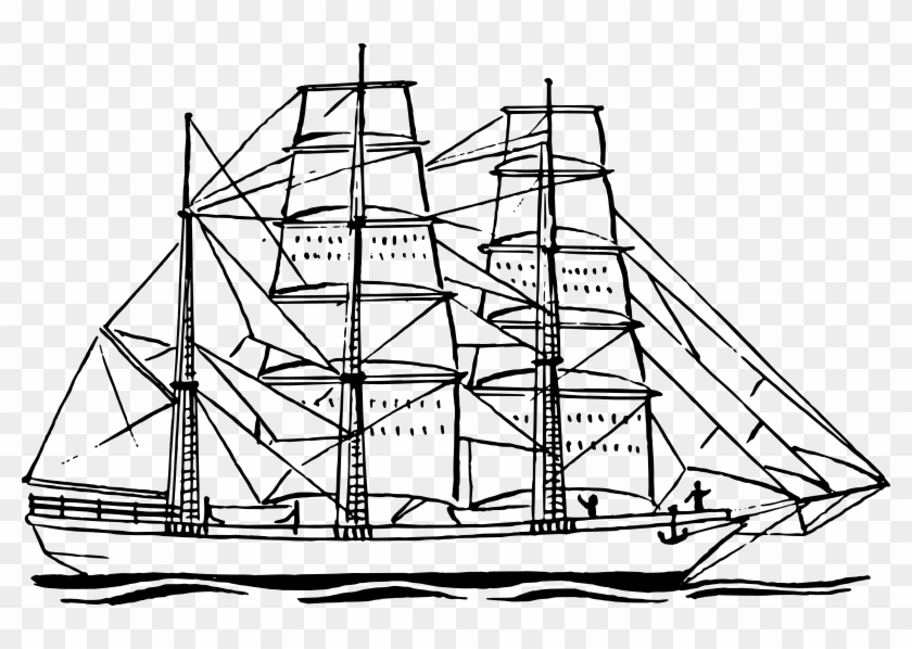 Medium Image - Black And White Ships Clipart #2097519