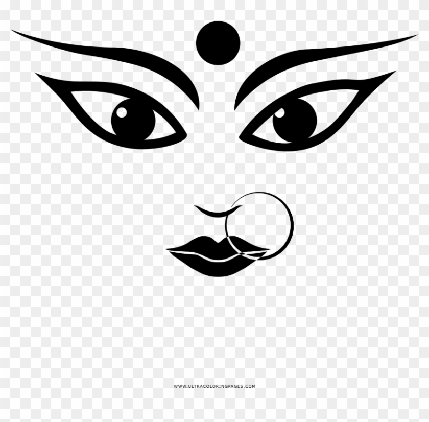 Durga Coloring Page - Maa Durga Eyes Clipart #2097862