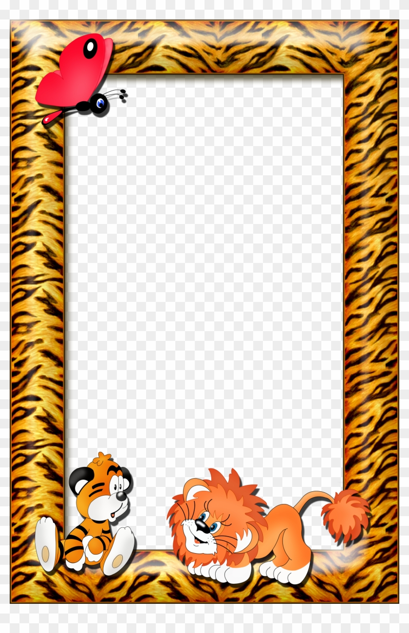Kids Transparent Photo Frame With Tiger And Clipart
