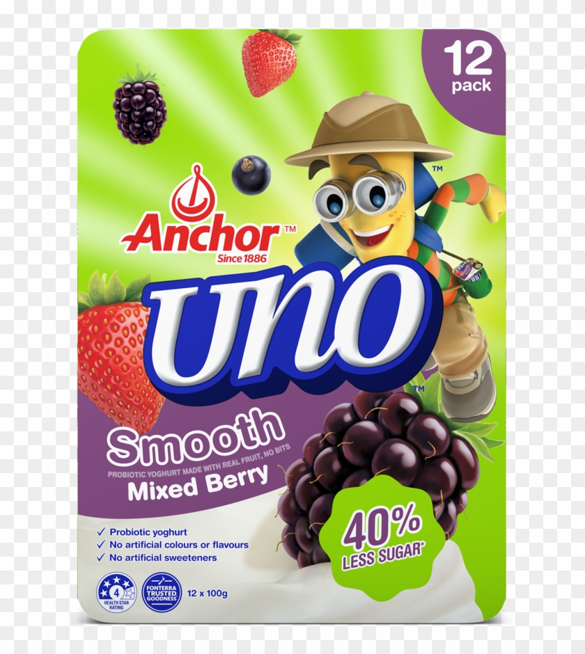Anchor Uno Mixed Berry Yoghurt 12 X 100g Pack - Snack Clipart
