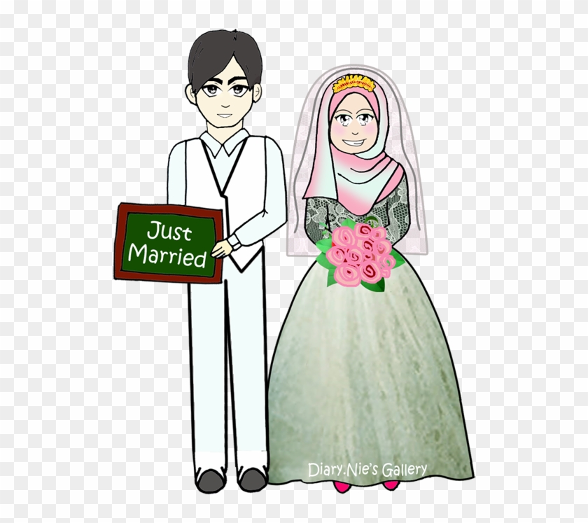Married Couple Cartoon - Muslim Wedding Couple Cartoon Png Clipart