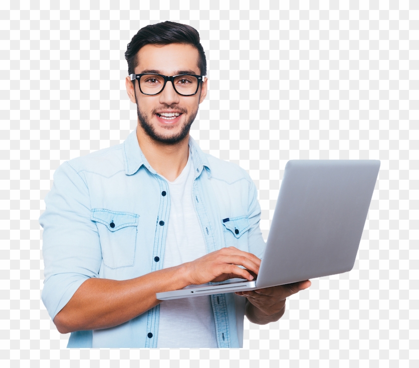 Iphone - Man Holding Laptop Clipart