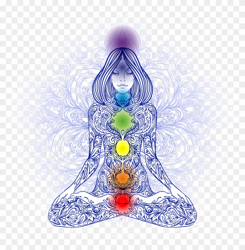Decorative Tattoos Woman Lotus Illustration Figures - Chakra Aura Clipart