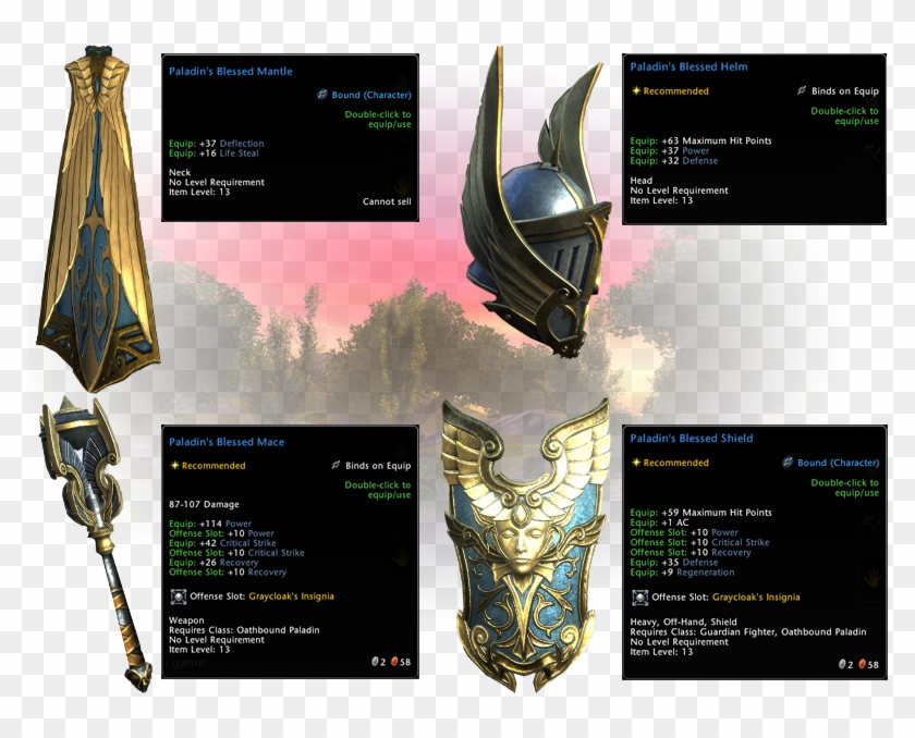 The Paladin's Blessed Mace And Shield Both Come Imbued - Neverwinter Heirloom Weapon Pack Clipart