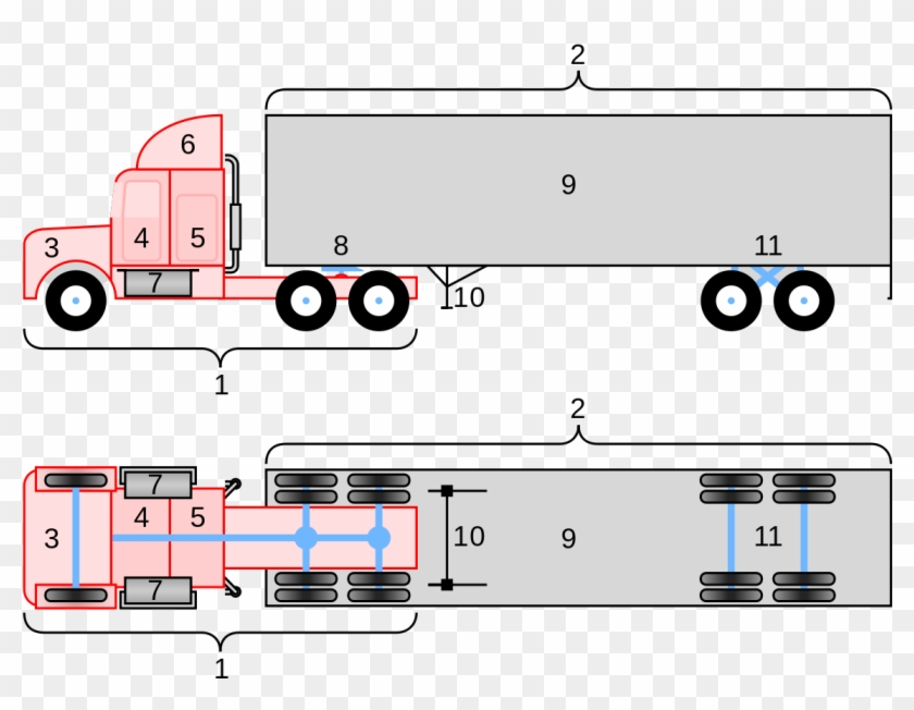 Conventional 18-wheeler Truck Diagram - Truck Diagram Clipart #214529