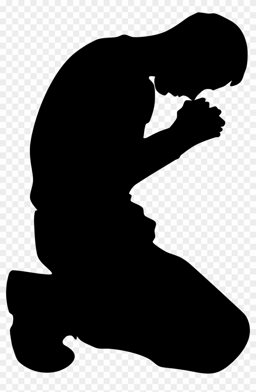 Man Kneeling In Prayer Minus Ground Silhouette Icons - Kneeling Silhouette Clipart