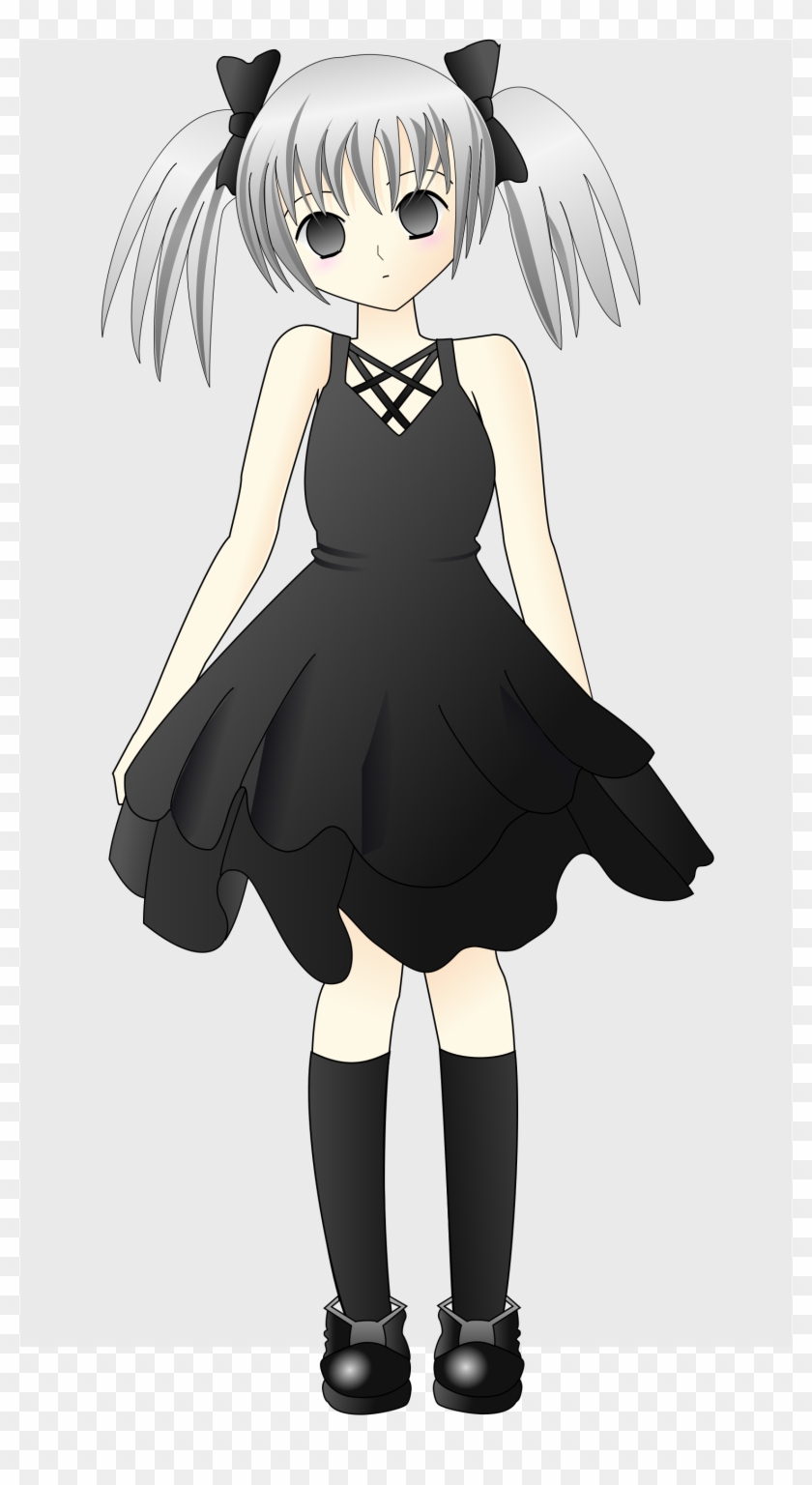 Open - Little Anime Girl With Gray Hair Clipart