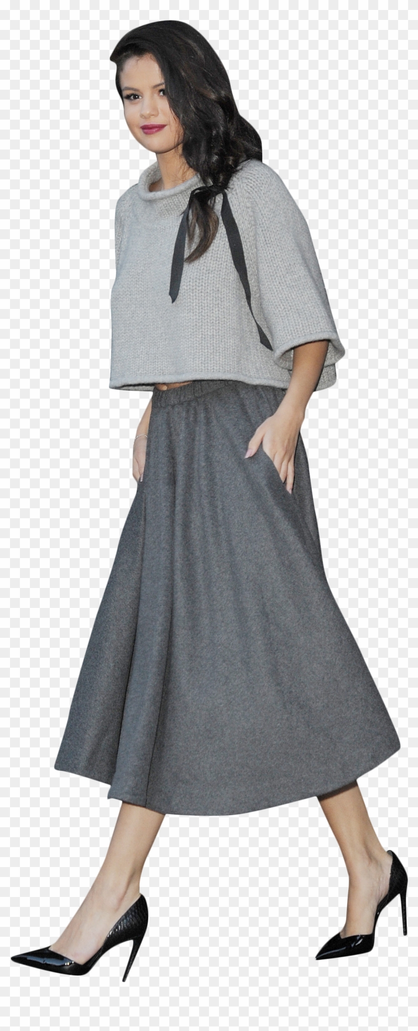 Selena Gomez Grey Dress Png Image Clipart #217732