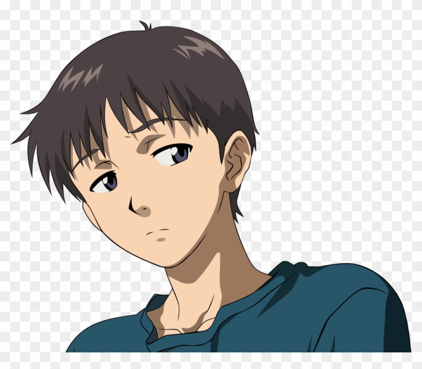 6 Most Hated Main Characters In Anime - Shinji Ikari Head Png Clipart
