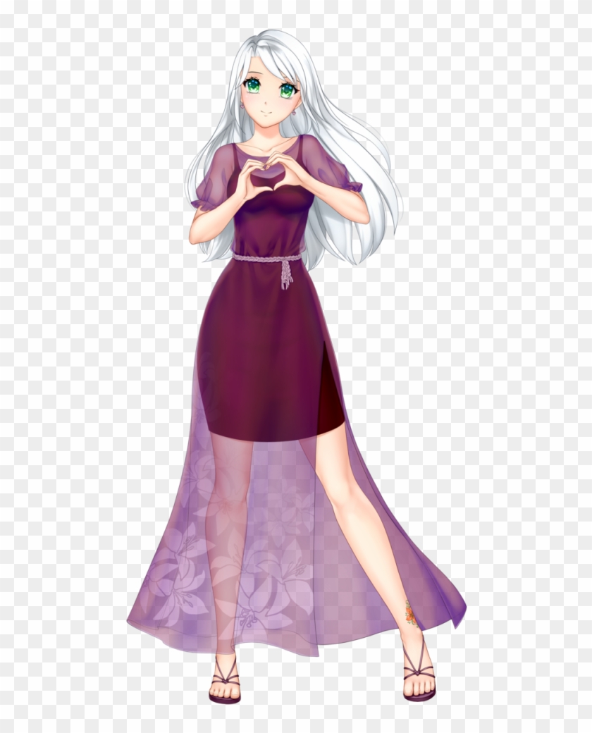 Anime Girl With White Hair And Green Eyes Wearing A - Beautiful Anime Girl With White Hair Clipart