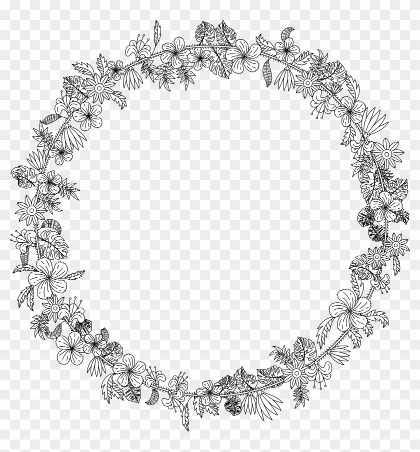 Big Image Flower Wreath Png Black And White Clipart 218908 Pikpng