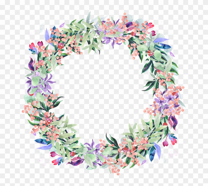 Wreath, Watercolor, Floral, Berries, Spring, Flowers - Floral Wreath Spring Watercolour Clipart #218933