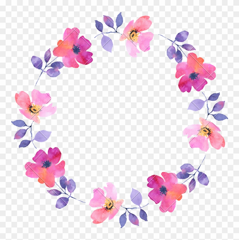 800 X 800 17 - Lilac Flowers Watercolour Wreath Clipart #219302