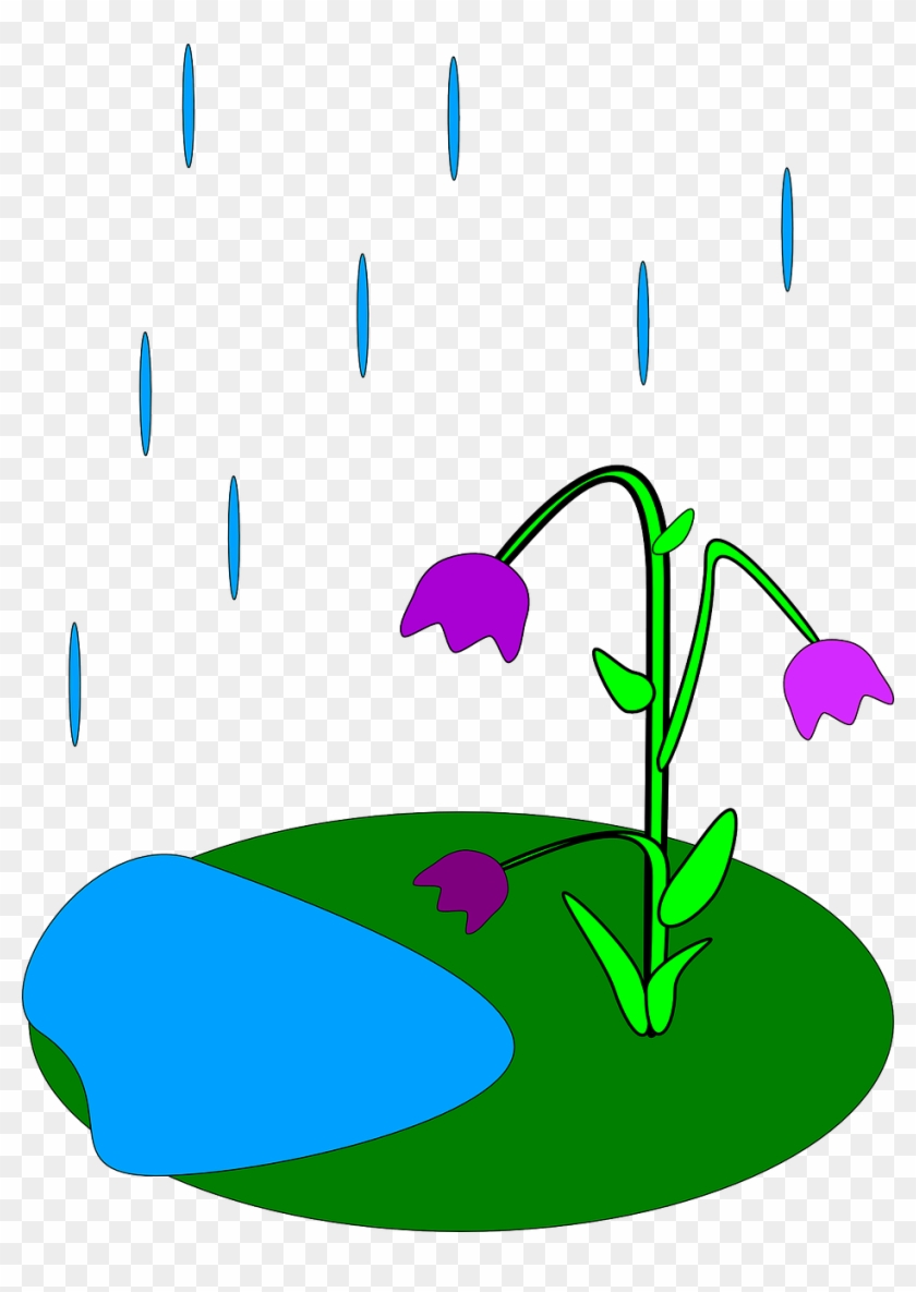Raindrops Clipart Drizzle Rain - Rainy Flowers Clipart - Png Download #219709