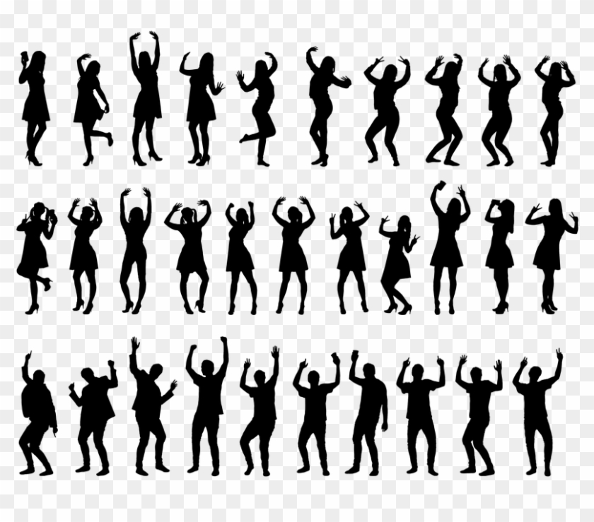 Silhouette, Party, People, Dancing, Men, Women, Happy - Party Human Silhouette Png Clipart #219873