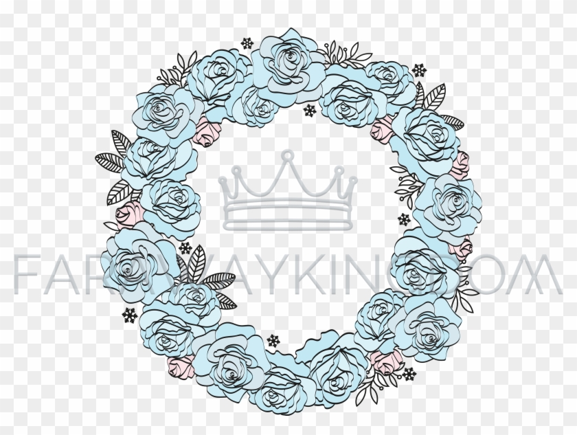 Blue Roses Wedding Flower Wreath Vector Illustration - Illustration Clipart #219915